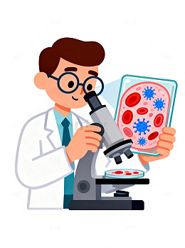 卡通风科学家显微镜实验设计素材