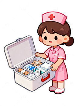卡通风护士手提医疗箱设计素材
