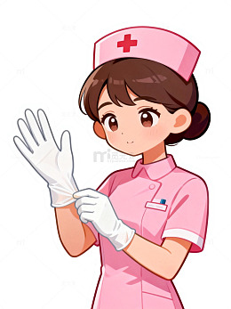 卡通风护士戴手套插画设计素材