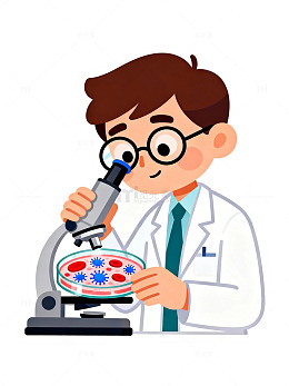 卡通风科学家显微镜实验设计