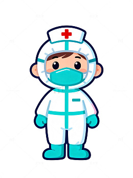卡通风医护人员防护服设计素材