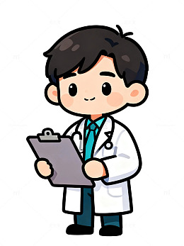 卡通风医生手持病历手绘设计素材