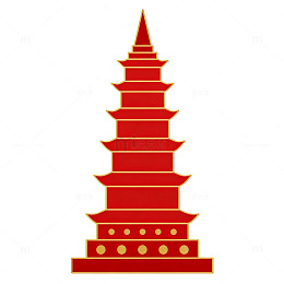 扁平风红色塔楼建筑矢量素材