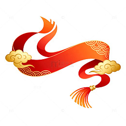 国风祥云红绸飘带设计素材
