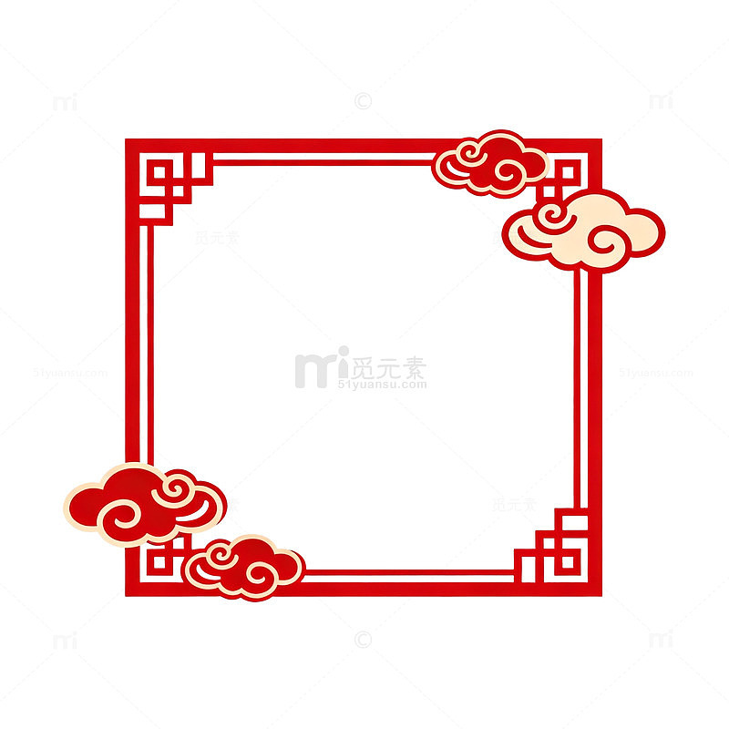 中国风红色边框祥云装饰设计素材
