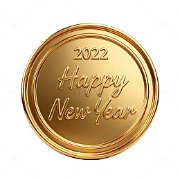 金色立体2022新年纪念币设计素材