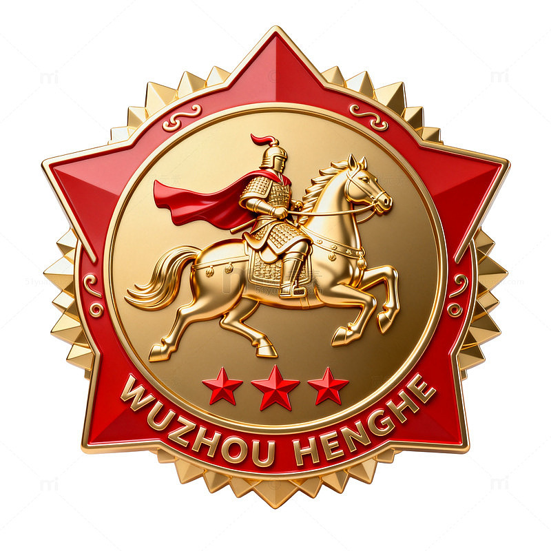 立体徽章风骑士骑马勋章设计素材