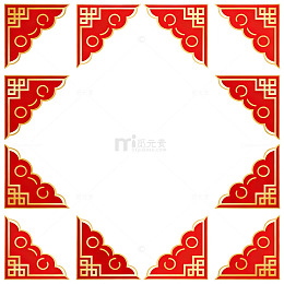 中国风红色祥云边框装饰设计素材