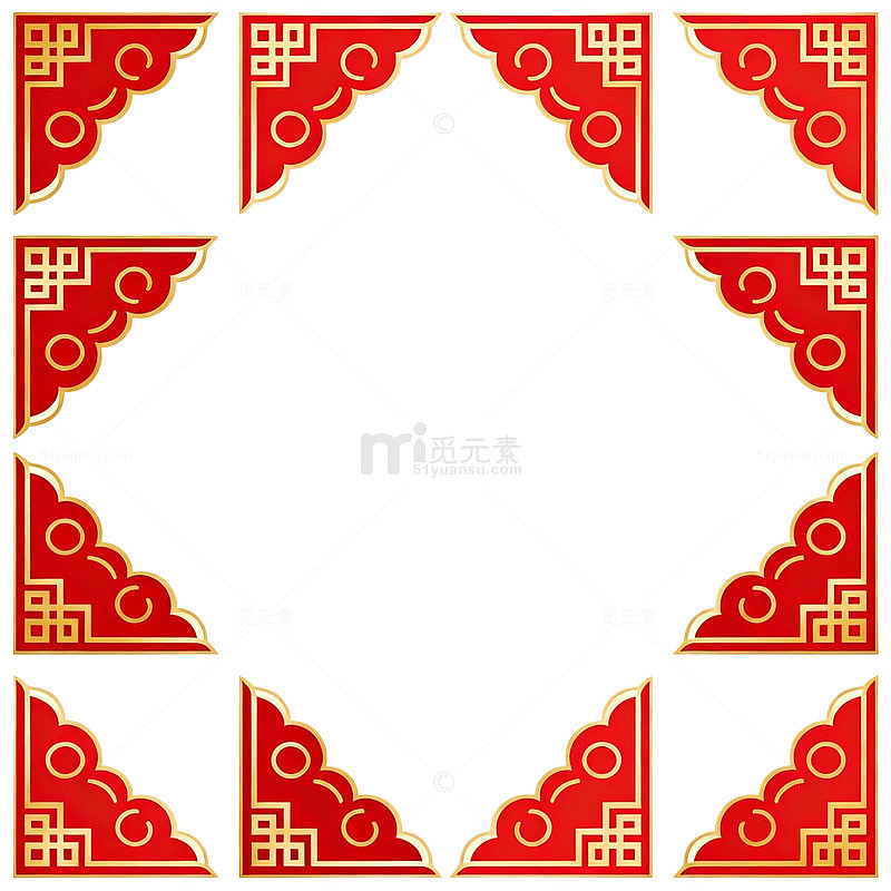 中国风红色祥云边框装饰设计素材