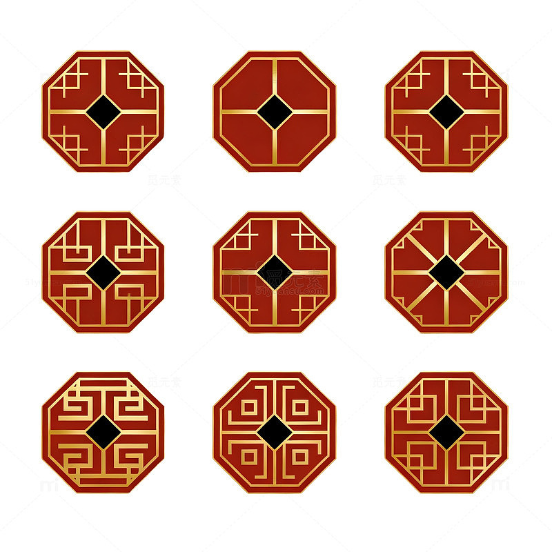 中式传统八角回纹图案设计素材