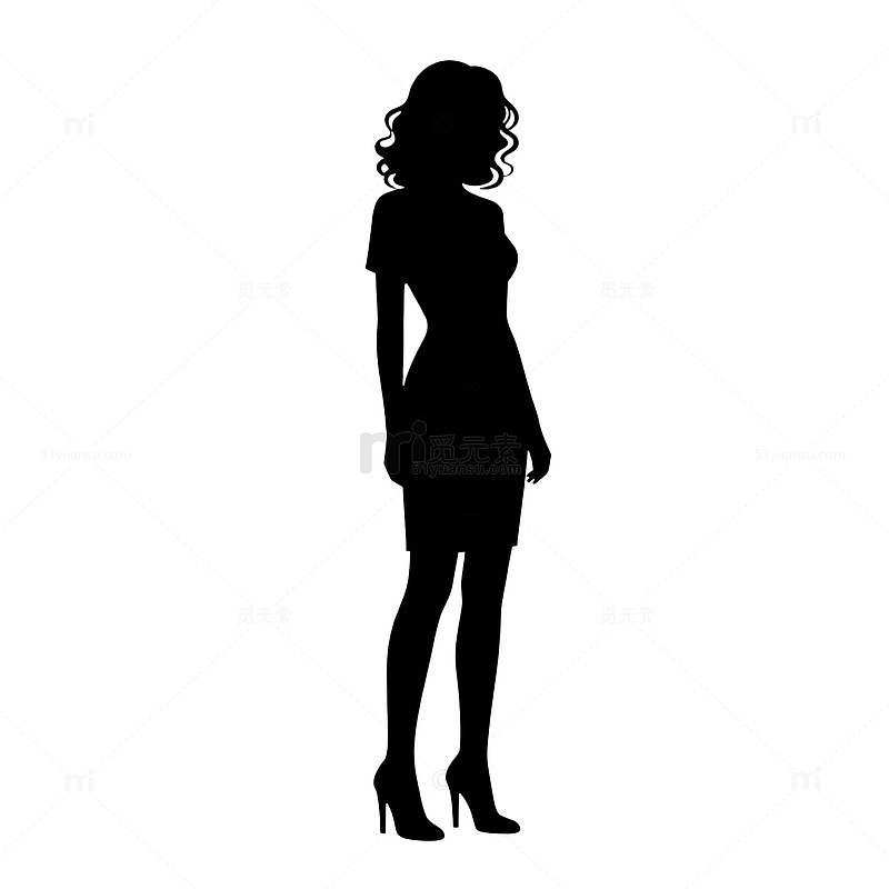剪影风女性人物侧身轮廓设计素材