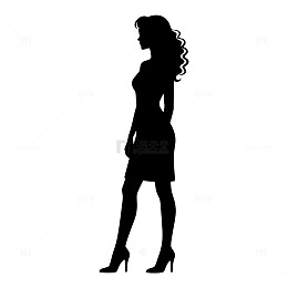 剪影风女性侧身站立矢量素材
