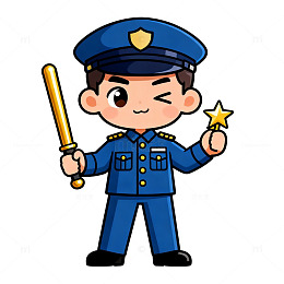 卡通风警察形象手绘插画设计素材