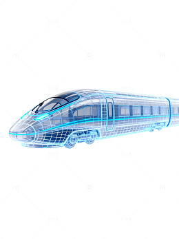 科技感高铁列车线框3D模型素材