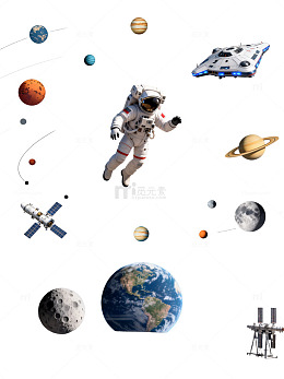 科幻风太空宇航员星球探索设计素材