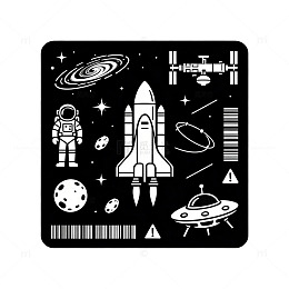 黑白风太空探索航天器设计素材