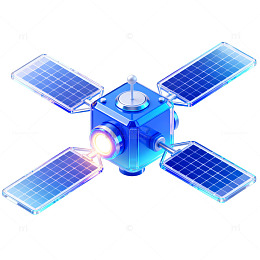 科技风太空卫星蓝色发光设计素材