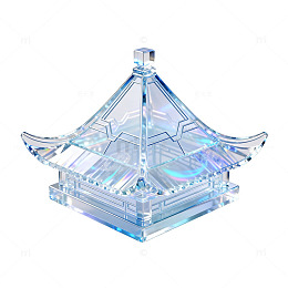 水晶风中式亭台建筑模型设计素材
