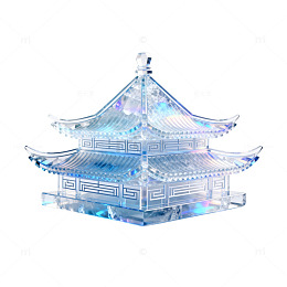 水晶风古建筑亭台3D模型设计素材