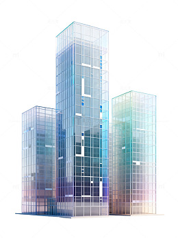 未来感透明建筑群3D渲染设计素材