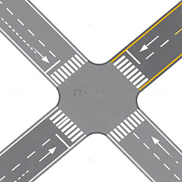 扁平风十字路口道路设计素材