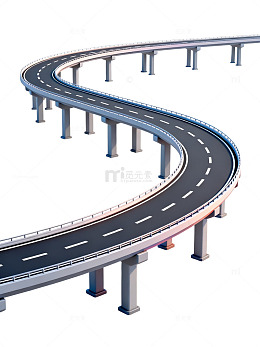 3D风格弯曲高架公路设计素材
