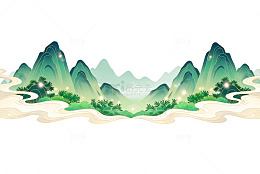 国风山水意境插画背景素材