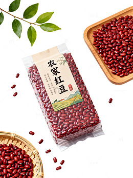 清新风农家红豆包装设计素材