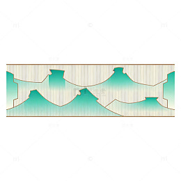 新中式山水纹样装饰边框设计素材