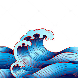 国风手绘海浪波涛矢量设计素材