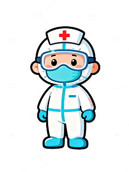 卡通风医护人员防护服设计平面素材