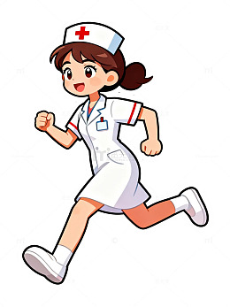 卡通风格奔跑护士人物插画