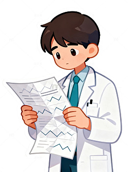卡通风医生阅读报告插画设计素材
