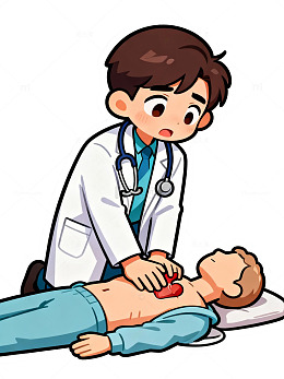 卡通风医生急救心肺复苏设计素材