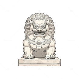 素描风石狮子雕塑设计素材