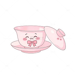 卡通风格可爱粉色茶杯插画设计素材