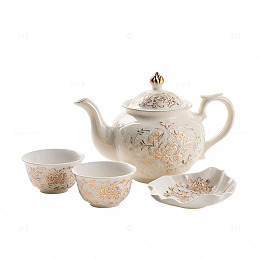 瓷器风茶具套装优雅花纹设计素材
