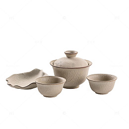极简风陶瓷茶具套装设计素材