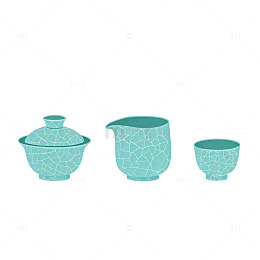 简约风青瓷茶具矢量设计素材
