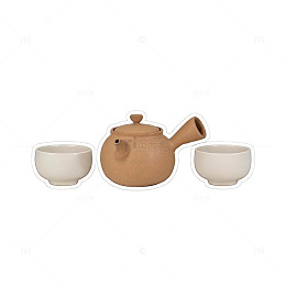 简约风茶具套装手绘设计素材