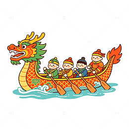 卡通风端午节龙舟
