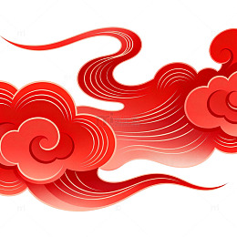 国风红色祥云纹样矢量设计素材