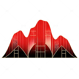 几何风红色山峰线条图案设计素材