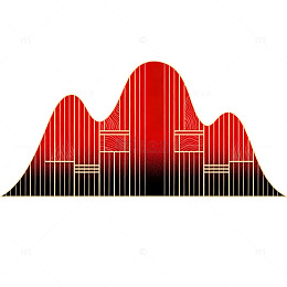 抽象风红色山脉线条图案设计素材