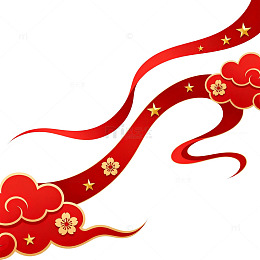 国风新年祥云飘带矢量设计素材
