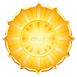 金色光芒太阳花形徽章矢量素材