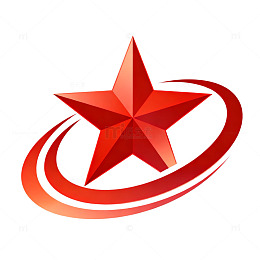立体风红色五角星环绕线条设计素材