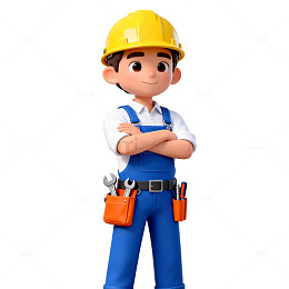 卡通风建筑工人形象设计素材