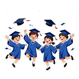 卡通风毕业季学生庆祝插画素材