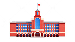 卡通风格学校建筑插画设计素材